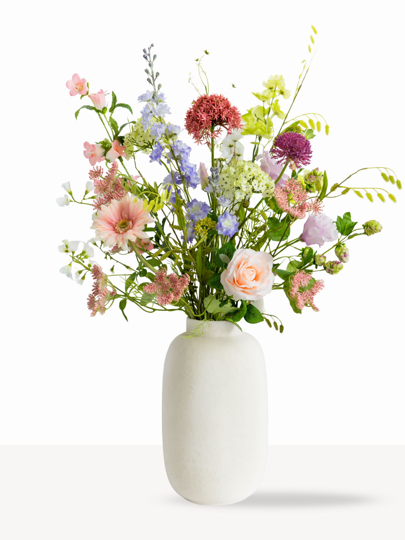 Zijden bloemen boeket met pasteltinten