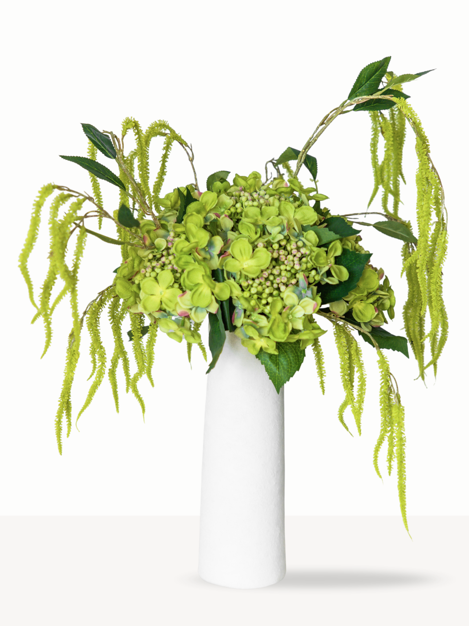 Botanisch zijden boeket met groene hortensia en amaranthus - Blossig